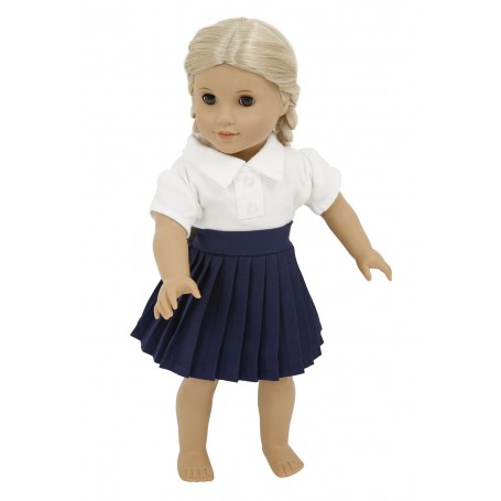 Pleated School Skirt With White Blouse.