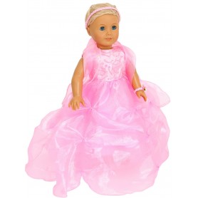 NEW  PALE PINK CARMEN PROM GOWN SET FOR 14-18 INCH DOLLS BY FRILLY LILY 