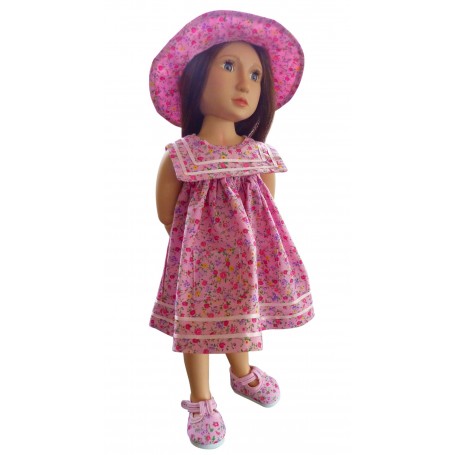 A Girl for All Time Pink Flower Dress Hat and Shoes Set 