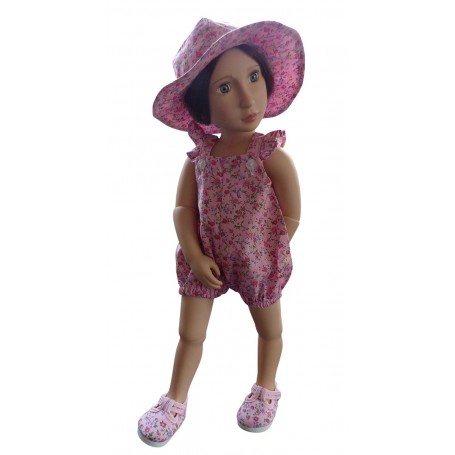 A Girl for All Time Pink Flower Sunsuit , Hat and Shoes Set 