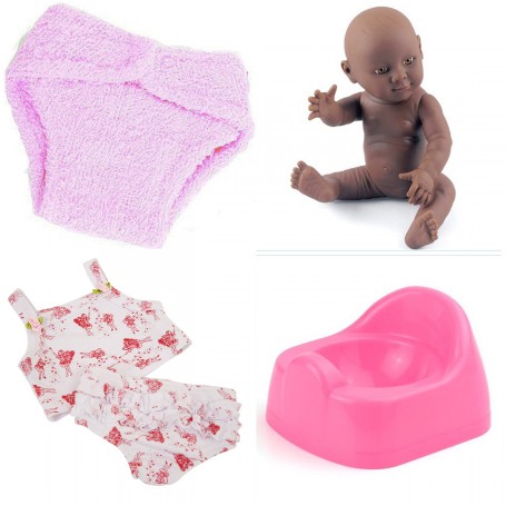 Early Moments  Doll with  Potty Training Set .Black Girl