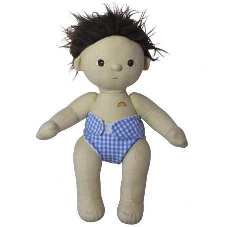 Dinkum Doll Blue Gingham Nappy and Bib Set