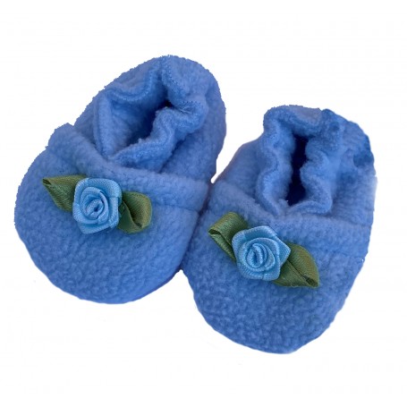 Sale Blue Fleece Rosebud Slippers Ex Small
