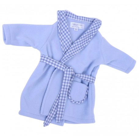 Slight Seconds Blue Fleece Dressing Gown with Gingham Trim Medium
