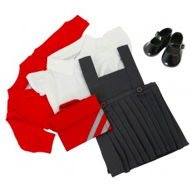 Red Winter School Uniform Set with Shoes for Gotz Hannah