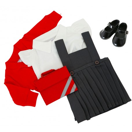 Red Winter School Uniform Set with Shoes for Gotz Hannah