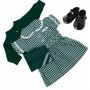 Green Summer School Uniform Set with shoes for 43cm Baby Born