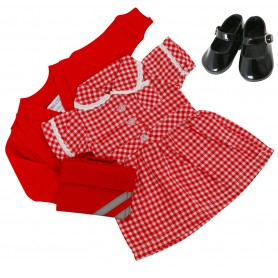 Red Summer School Uniform Set with shoes for 43cm Baby Born