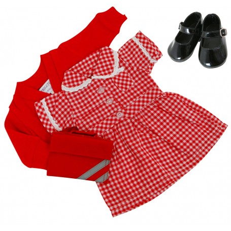 Red Summer School Uniform Set with shoes for 43cm Baby Born