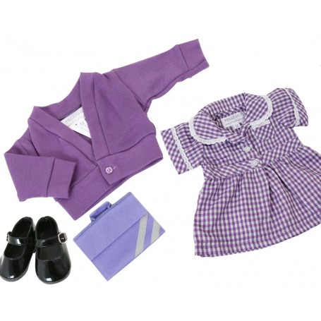 Purple Summer School Uniform Set with shoes for 43cm Baby Born