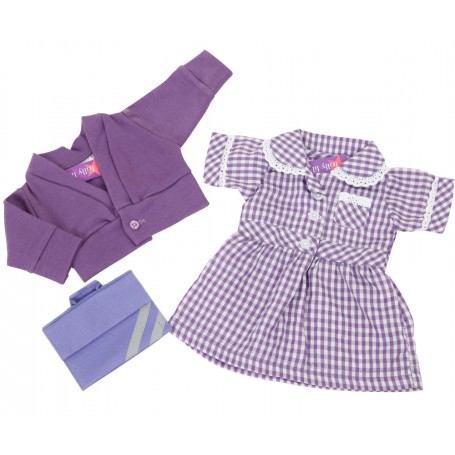 Purple Summer School Uniform Set for 38 cm Miniland Doll