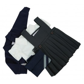 Navy Winter School Uniform for Teddy Bear 50 cm Grey Pinafore [ waist up to 37 cm]