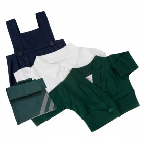 Green Winter School Uniform for Teddy Bear Navy Pinafore 50 cm [ waist up to 37 cm]