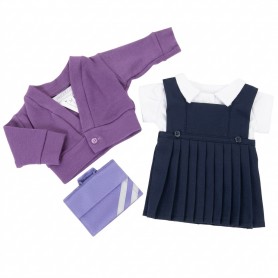 Purple Winter School Uniform for Teddy Bear Grey Pinafore 50 cm [ waist up to 37 cm]
