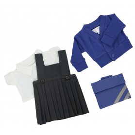 Royal Blue Winter School Uniform for Teddy Bear Grey Pinafore 50 cm [ waist up to 37 cm]