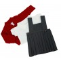 Burgundy Winter School Uniform for Teddy Bear Grey Pinafore 50 cm [ waist up to 37 cm]