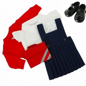 Red Winter School Uniform Set with Shoes for Design a Friend Doll
